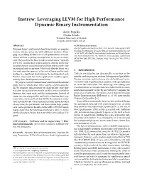 Instrew: Leveraging LLVM for High Performance Dynamic Binary Instrumentation