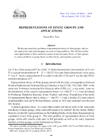 Representations of Finite Groups and Applications