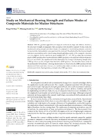 Study on Mechanical Bearing Strength and Failure Modes of Composite Materials for Marine Structures