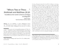 “Where Two Or Three . . .”: Shekhinah and Matthew 18:20
