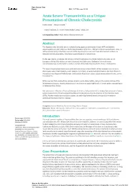 Acute Severe Transaminitis As a Unique Presentation of Chronic Cholecystitis