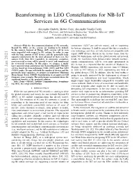 Beamforming in LEO Constellations for NB-Iot Services in 6G Communications