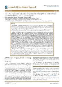 (DN2MT) Progenitor Is a Target Cell for Leukemic Transformation by The