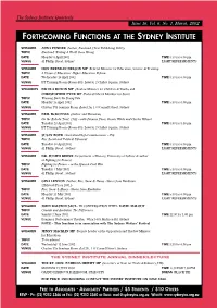 Forthcoming Functions at the Sydney Institute