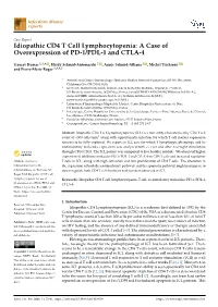 Idiopathic CD4 T Cell Lymphocytopenia: a Case of Overexpression of PD-1/PDL-1 and CTLA-4
