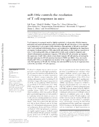 Mir-146A Controls the Resolution of T Cell Responses in Mice