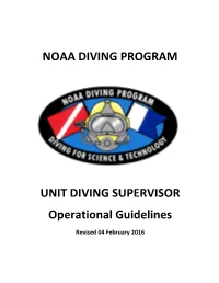 NOAA DIVING PROGRAM UNIT DIVING SUPERVISOR Operational Guidelines