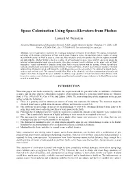 Space Colonization Using Space-Elevators from Phobos