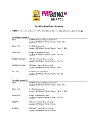 2019 Pro Bowl Event Schedule