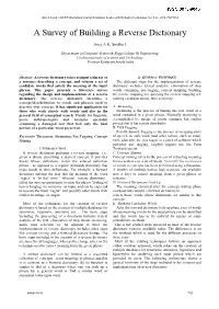 A Survey of Building a Reverse Dictionary