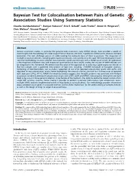 Bayesian Test for Colocalisation Between Pairs of Genetic Association Studies Using Summary Statistics