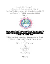 Development of Safety Control Structure of Addis Ababa Light Rail Transit, Using System – Theoretic Approach