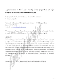 Differential Scanning Calorimetry (DSC) Has Been Used to Simulate Laser Fusion of Ceramic Precursors to Prepare BSCCO High Temperature Superconducting Materials