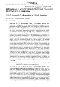 Leucaena As a Multipurpose Tree for Coconut Plantation Lanki Sr N Sai