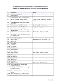 List of Representors Who Have Requested to Speak at the Examination (Deposit LDP, Focused Changes and Alternative Sites Representations)