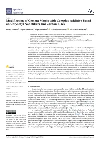 Modification of Cement Matrix with Complex Additive Based On