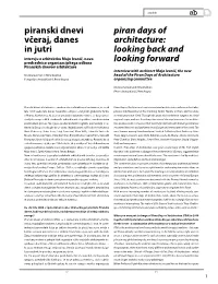 Piran Days of Architecture: Looking Back and Looking Forward Piranski