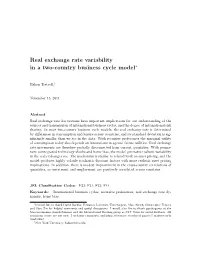 Real Exchange Rate Variability in a Two-Country Business Cycle Model∗