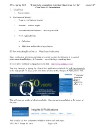 Class Notes #1 - Introduction I