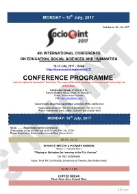 CONFERENCE PROGRAMME* *Only the Registered “Presenters” Listed Here