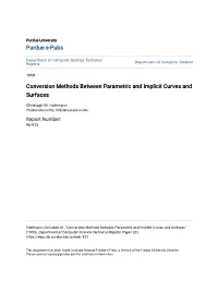 Conversion Methods Between Parametric and Implicit Curves and Surfaces
