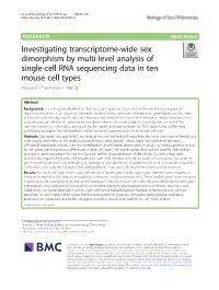 Investigating Transcriptome-Wide Sex Dimorphism by Multi-Level Analysis of Single-Cell RNA Sequencing Data in Ten Mouse Cell Types Tianyuan Lu1,2 and Jessica C
