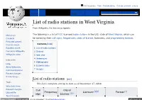List of Radio Stations in West Virginia