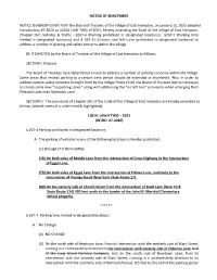 NOTICE of ENACTMENT NOTICE IS HEREBY GIVEN THAT the Board Of