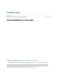 Obscenity: Significance of Literary Value