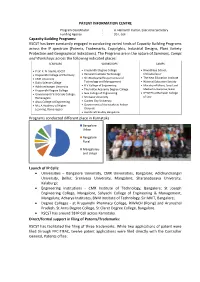 PATENT INFORMATION CENTRE Capacity Building Programs