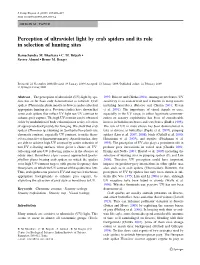 Perception of Ultraviolet Light by Crab Spiders and Its Role in Selection of Hunting Sites