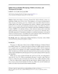Rubber Boas in Radium Hot Springs: Habitat, Inventory, and Management Strategies