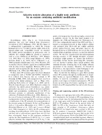 Selective Toxicity Alteration of a Highly Toxic Antibiotic by an Enzyme Catalyzing Antibiotic Modification