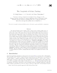 The Complexity of Debate Checking