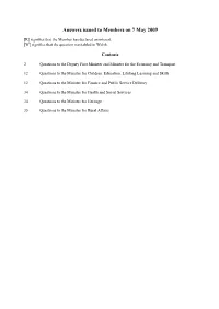Answers Issued to Members on 7 May 2009
