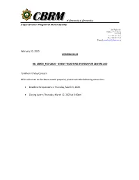 Cbrm P23-2019 – Event Ticketing System for Centre 200