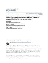 Critical Reflection and Imaginative Engagement: Towards an Integrated Theory of Transformative Learning