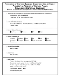 Nomination of Historic Building, Structure, Site, Or Object
