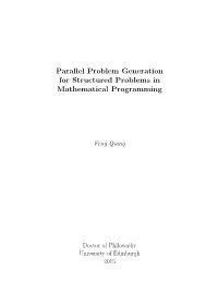 Parallel Problem Generation for Structured Problems in Mathematical Programming