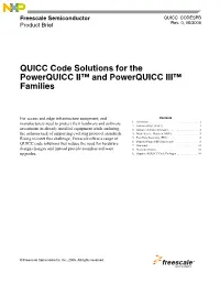 QUICC Code Solutions for the Powerquicc ® II And