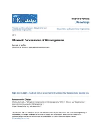 Ultrasonic Concentration of Microorganisms