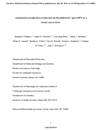Comparative Oncogenomics Implicates the Neurofibromin 1 Gene (NF1) As A
