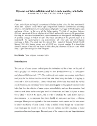 Dynamics of Inter-Religious and Inter-Caste Marriages in India Kumudin Das, K