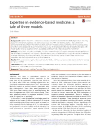 Expertise in Evidence-Based Medicine: a Tale of Three Models Sarah Wieten