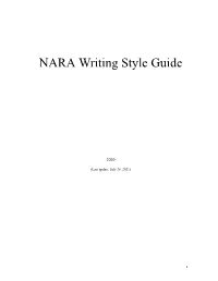 NARA Writing Style Guide 2020-7-26-2021