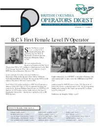 Operators Digest a Newsletter for Water and Wastewater Operators