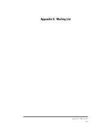 Appendix G: Mailing List