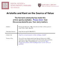 Aristotle and Kant on the Source of Value