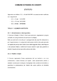 Comune Di Radda in Chianti Statuto