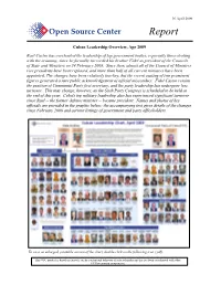 Cuban Leadership Overview, Apr 2009